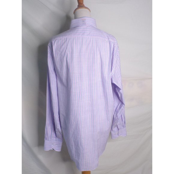 LORENZO UOMO Striped Trim Fit Dress Shirt Blue Purple 17 - 34/35 NEW - Picture 6 of 9